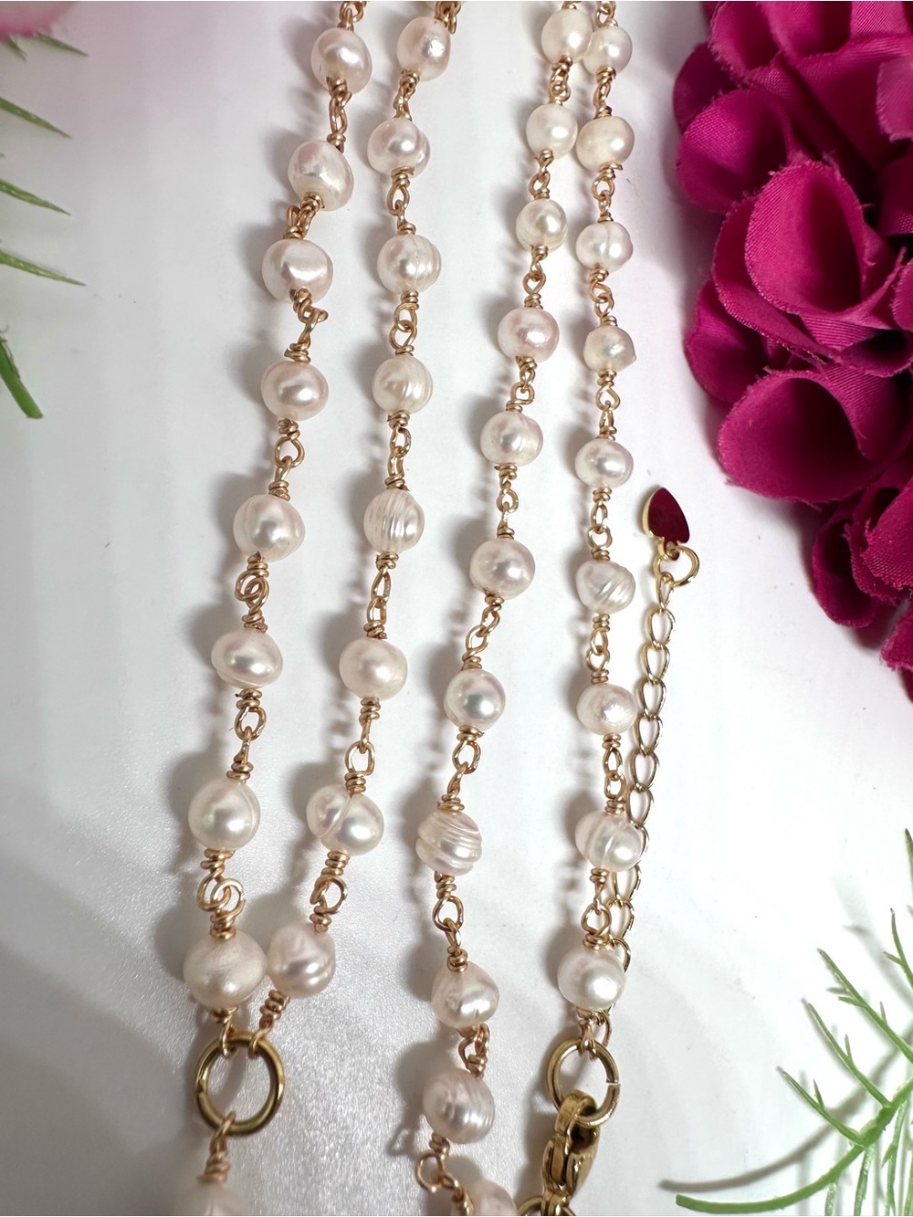 NEW⚜️Freshwater Pearl Beaded Shell Heart Charm Necklace - Picture 7 of 9